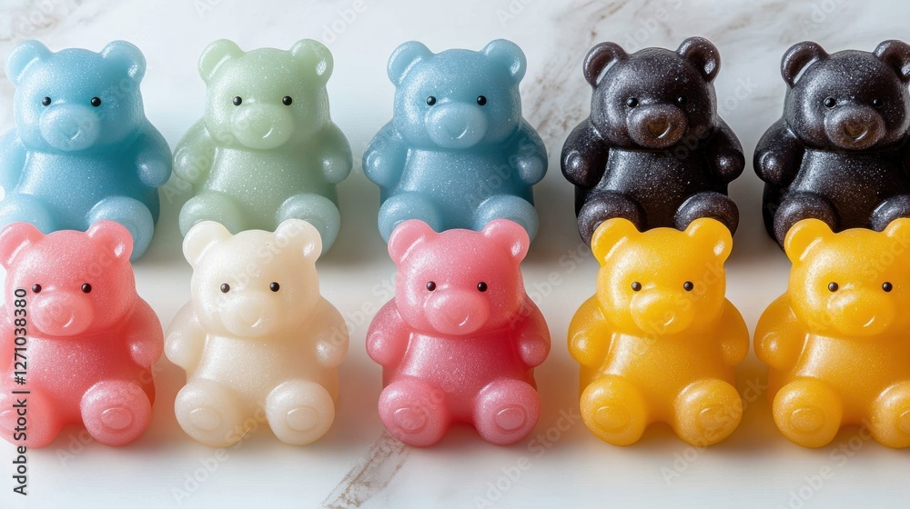 Obraz premium Colorful gummy bear candies on marble