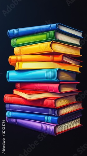 Wallpaper Mural A Stack of Books in Vibrant Colors Torontodigital.ca