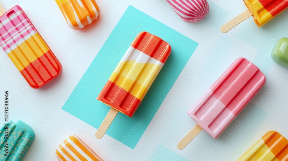 Colorful Popsicles, Bright Summer Treats, Vibrant Ice Lollies, Fun and Fresh Dessert, Refreshing Frozen Snacks, Pastel Popsicles Colorful Popsicles, Bright Summer Treats, Vibrant Ice Lollies, Fun and Fresh Dessert, Refreshing Frozen Snacks, Pastel Popsicles