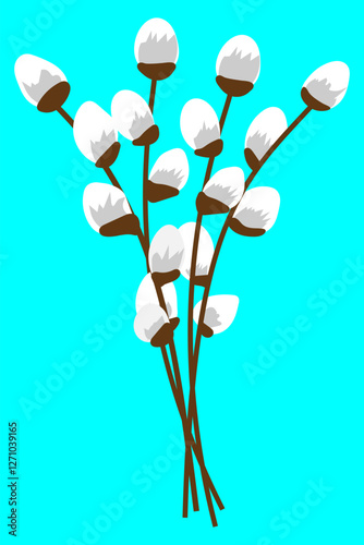 illustration of willow branches, Easter card