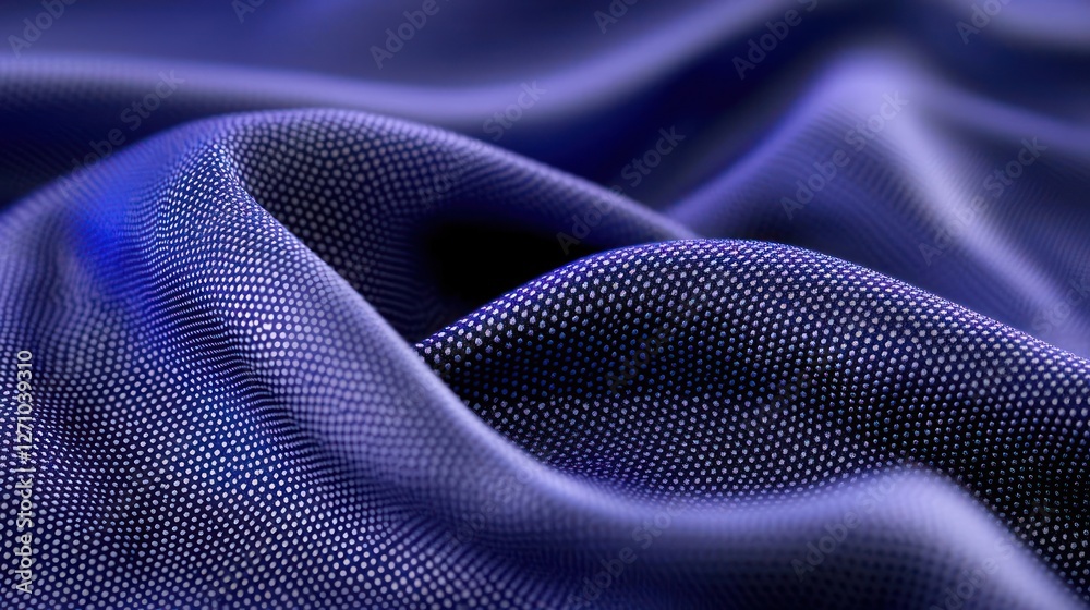 Abstract Blue Fabric Texture with Wave Pattern