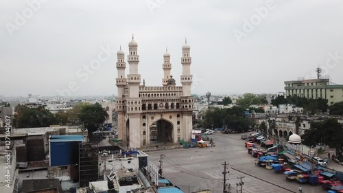 An Aerial shot of Charminar at Hyderabad in India
