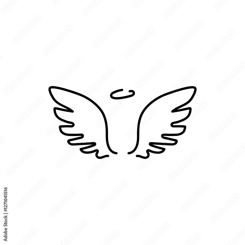Holy wings vector icon. Filled flat sign for mobile concept and web design. Angel wings with nimbus glyph icon. Symbol, logo illustration.