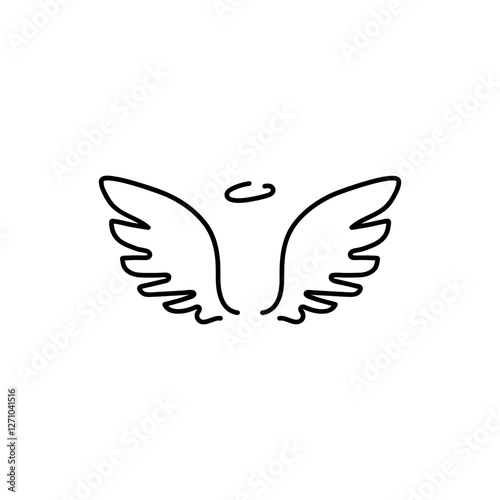 Holy wings vector icon. Filled flat sign for mobile concept and web design. Angel wings with nimbus glyph icon. Symbol, logo illustration.