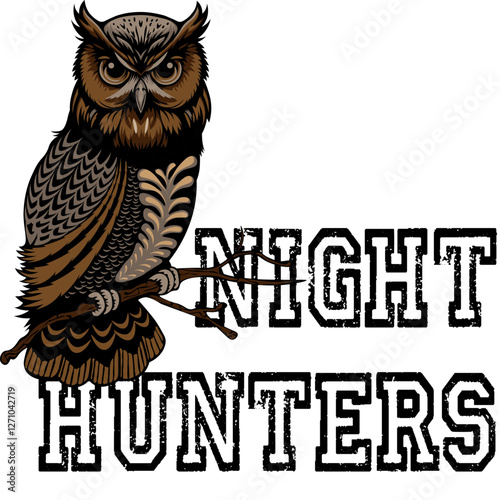 Owl in color block vector design t-shirt print clear background illustration