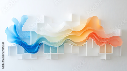 Fluid abstract art installation modern gallery art piece bright and colorful environment creative perspective contemporary design
