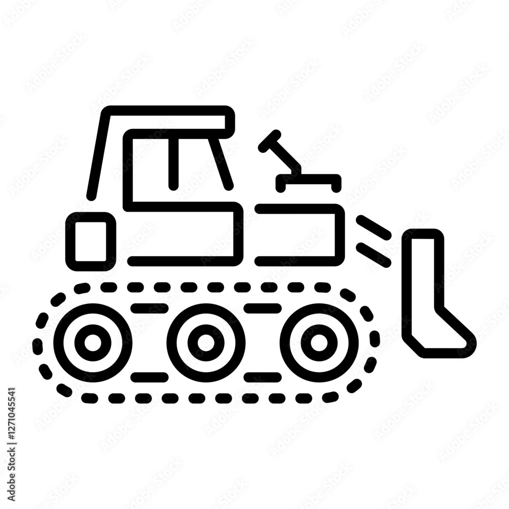 A line style icon of bulldozer A line style icon of bulldozer