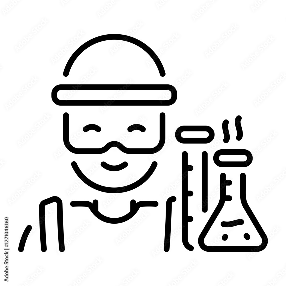 Chemical engineer icon in line style Chemical engineer icon in line style