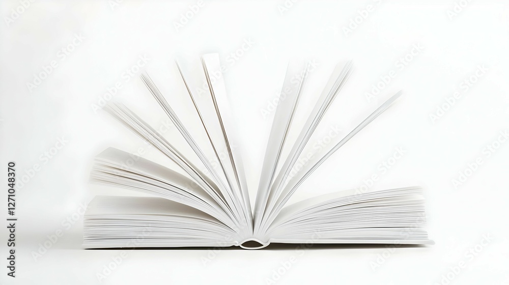 Fototapeta premium Open Book with White Pages on White Background
