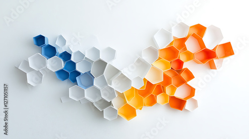 Creative hexagon art installation urban gallery artwork contemporary space aerial perspective colorful design concept photo