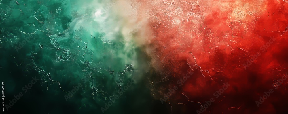 Fototapeta premium Red-Green Gradient Background with a Soft Grainy Texture, Generative AI