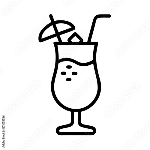 Piña Colada Icon in Minimalist Line Art Style