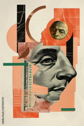 Money collage painting poster. photo