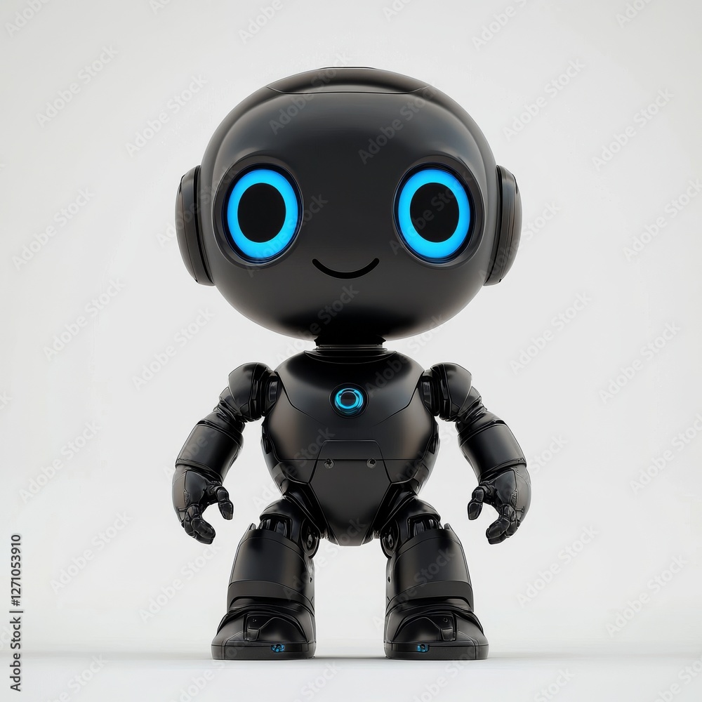 Delightful 3D cartoon robot isolated on a clear transparent background Delightful 3D cartoon robot isolated on a clear transparent background