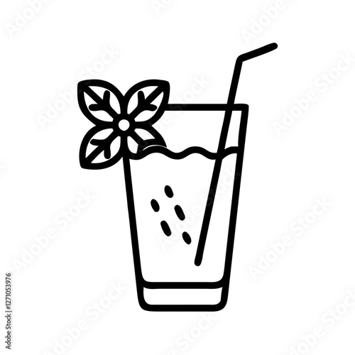 Mojito in Vintage Glass Icon in Minimalist Line Art Style