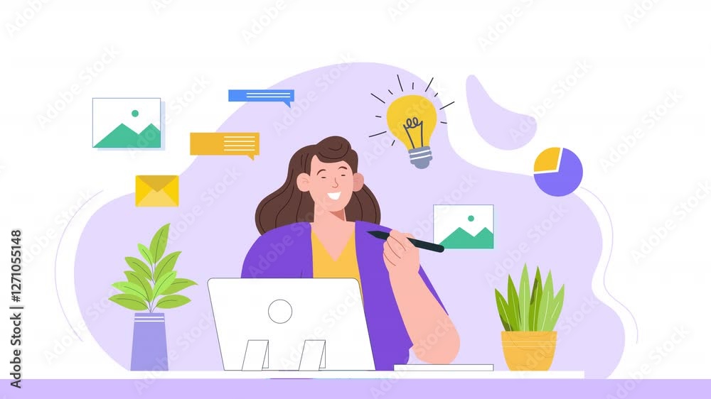 Vector character design scene animation illustrating the creative ...