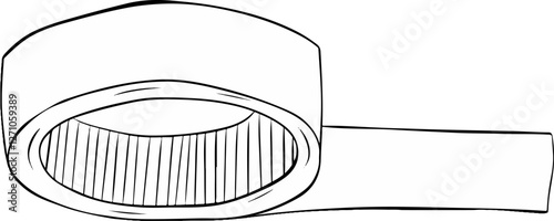 roll of adhesive paper tape Masking tape graphic line vector illustration, black and white, hand drawn, sketch style, isolated on white background.