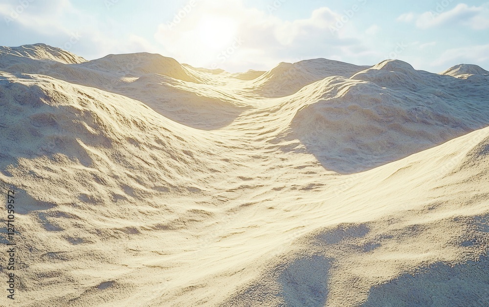 Fototapeta premium Rolling sand dunes with soft shadows from the sun