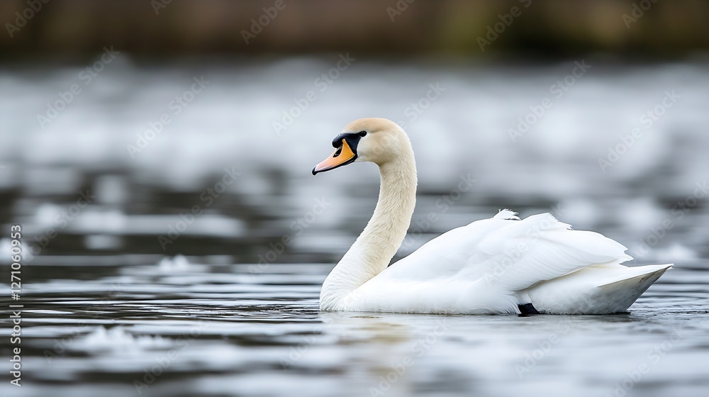 Elegant swan gracefully swimming in calm waters reflecting nature’s beauty : Generative AI Elegant swan gracefully swimming in calm waters reflecting nature’s beauty : Generative AI