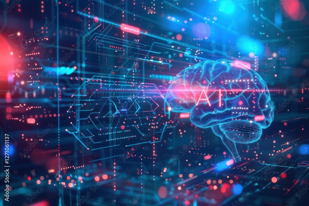 Abstract futuristic digital brain intelligence technology artificial. Abstract futuristic digital brain intelligence technology artificial.