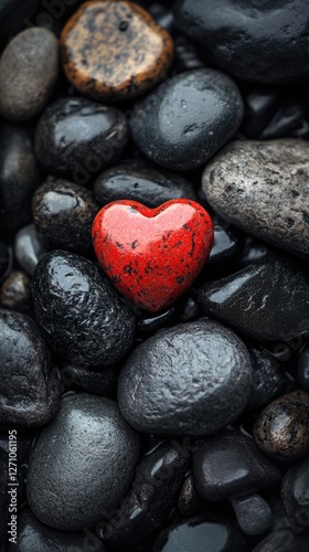 Red Heart Amongst Black Stones