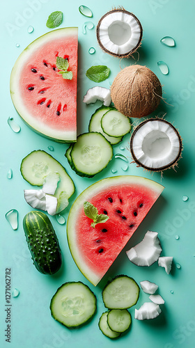 Hydrating fruits like watermelon, cucumber and coconut