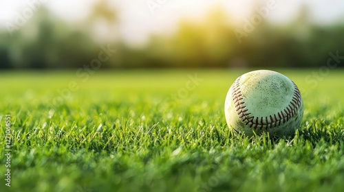 Wallpaper Mural Baseball on Green Grass Field in Sunlight Torontodigital.ca