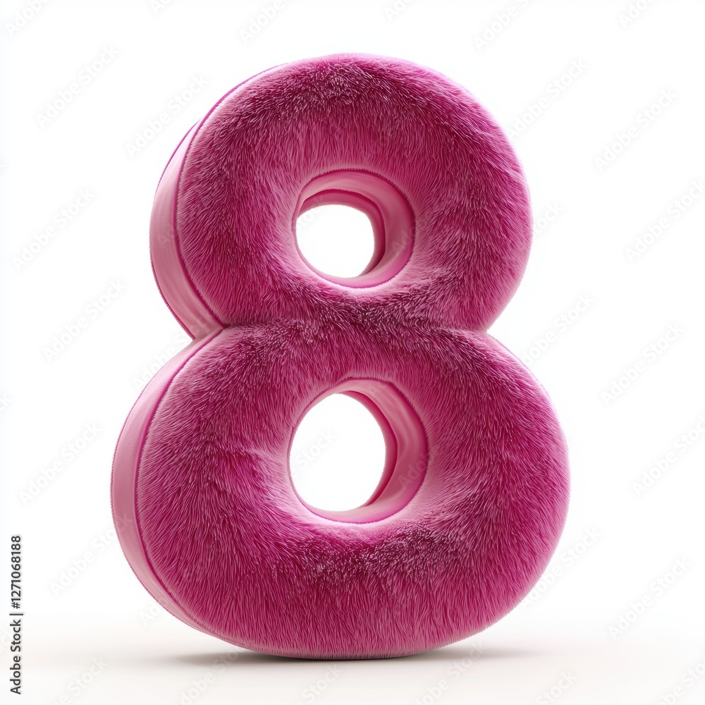 Velvet number 8 with a soft plush texture for 8 March International Womens Day isolated on white Velvet number 8 with a soft plush texture for 8 March International Womens Day isolated on white