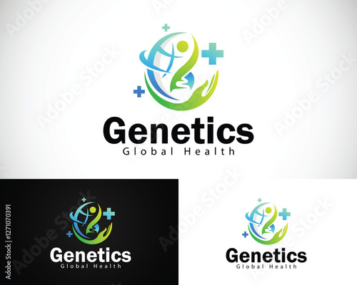 genetics logo creative global health care design concept people