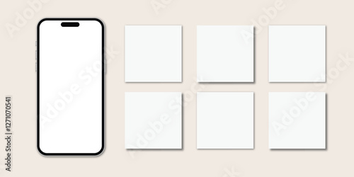 Instagram post mockup social media template white background design with phone banner or poster vector file mock, up, mobile, phone, iphone, image, presentation, advertising, branding, promotion, temp