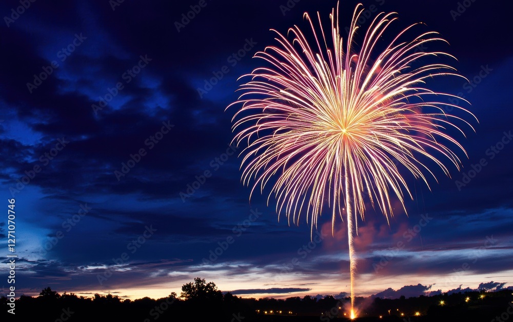 23. Natural outdoor lighting A beautiful fireworks show in the summer night sky 23. Natural outdoor lighting A beautiful fireworks show in the summer night sky