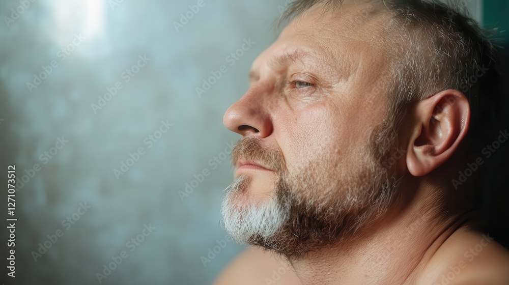 Fototapeta premium Powerlifter injecting anabolic steroids in a dimly lit locker room, dramatic shadows
