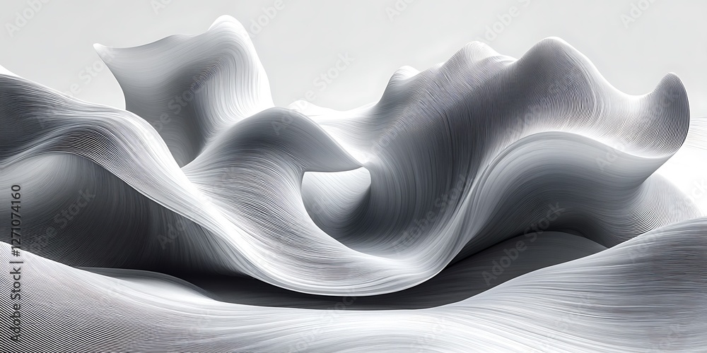 Obraz premium Abstract Forms, Soft Curves, Light Gray