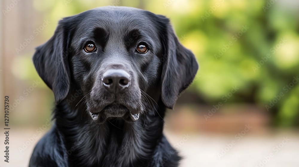 Close Up Portrait of a Friendly Black Dog with Bright Brown Eyes : Generative AI Close Up Portrait of a Friendly Black Dog with Bright Brown Eyes : Generative AI