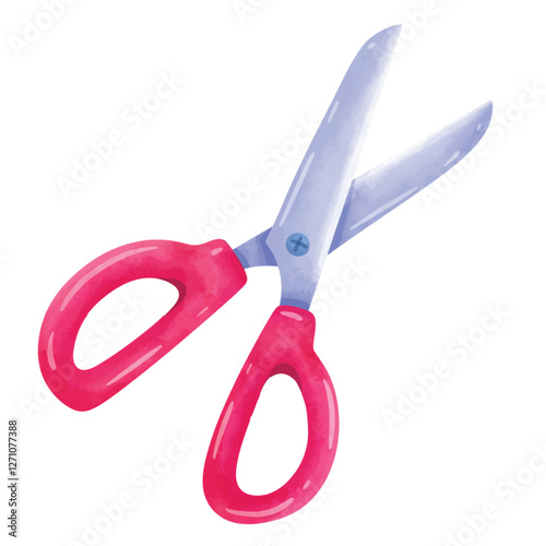 Scissors clip art, scissor clip art, cartoon red scissors illustration vector, scissors vector image, hand drawn watercolor painting style