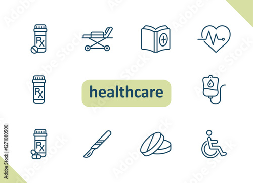 Healthcare icons. Health care, hospital, medical vector icon set