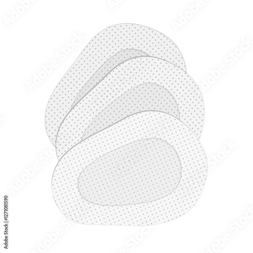 White sticking eye oval shape plaster set isolated vector illustration. Amblyopia, strabismus, or lazy eye treatment concept.