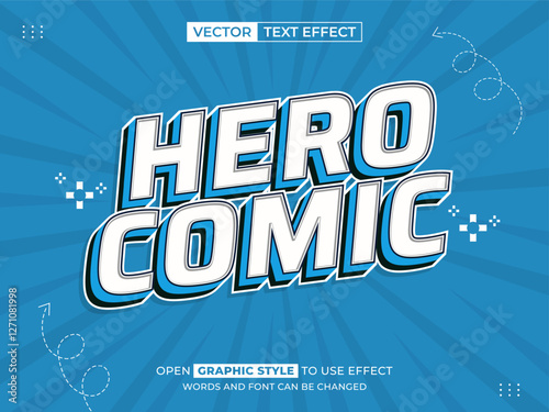 hero comic editable text, font effect, 3d text for title
