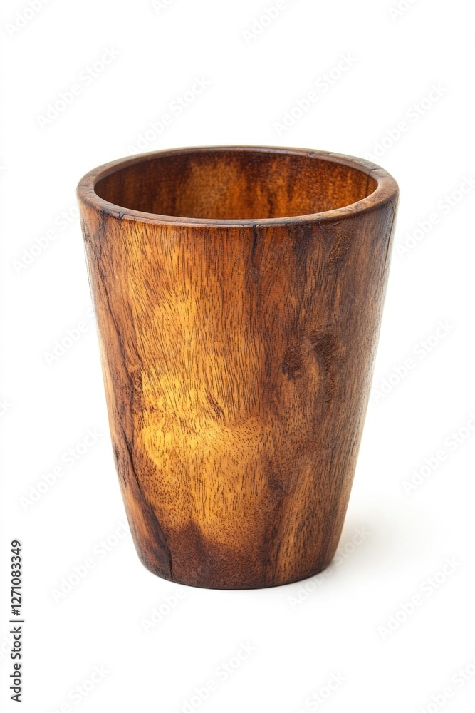 Handmade wooden cup with a rustic texture, perfect for holding drinks or flowers. A unique piece of home decor.