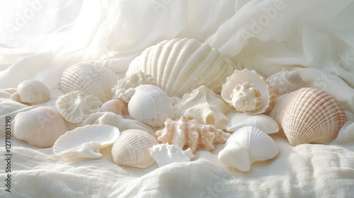 Collection of Elegant Seashells on Soft Cream Background