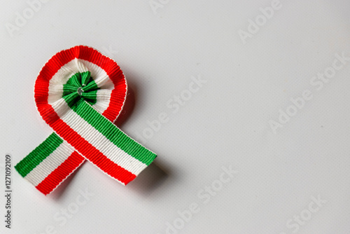 Hungarian tricolor cockade and white background photo