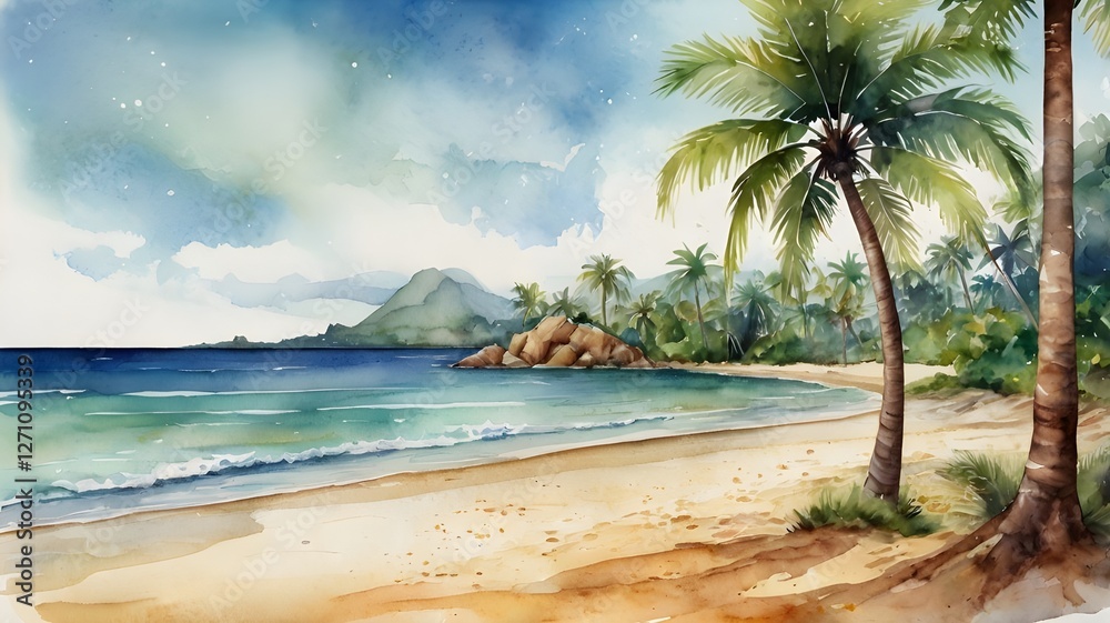 Obraz premium tropical beach with palm tree