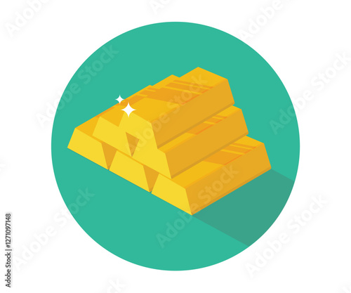 Gold Bar icon vector isometric. stock illustration