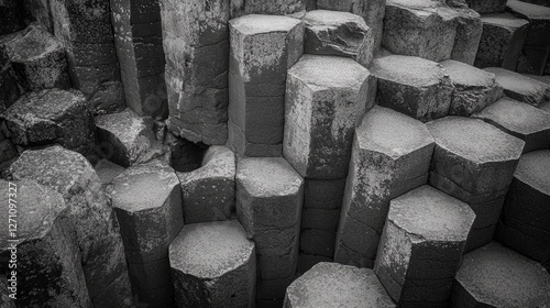 Giant Causeway in Northern Ireland form a natural geometric wonder.