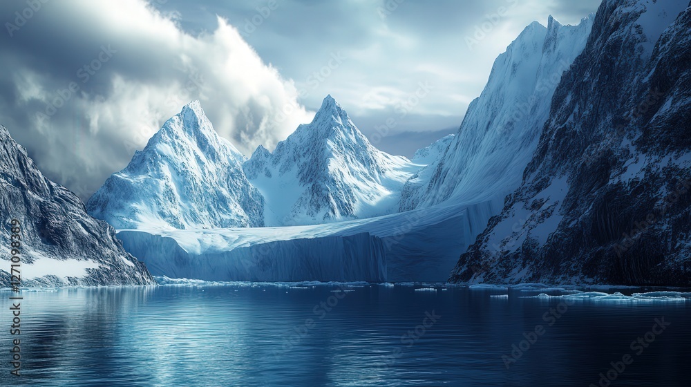 Naklejka premium Norway, with their deep blue waters and towering cliffs, create a breathtaking Arctic paradise.