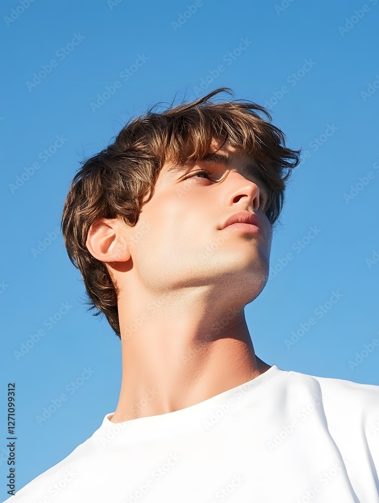 European male model with short hair and bangs, Generative AI European male model with short hair and bangs, Generative AI
