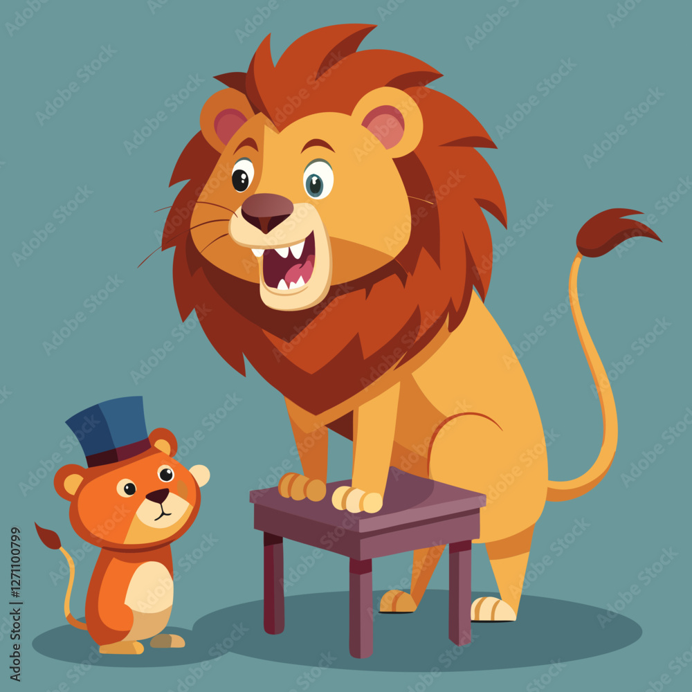 Fototapeta premium Gentleman Lion with a Tiny Hat