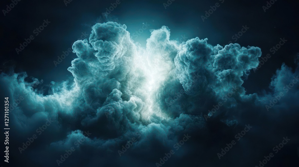Naklejka premium Dark Blue Clouds Illuminated at Night