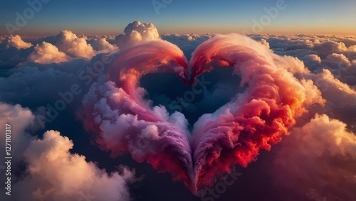A mesmerizing swirling heart formed from soft, billowing clouds