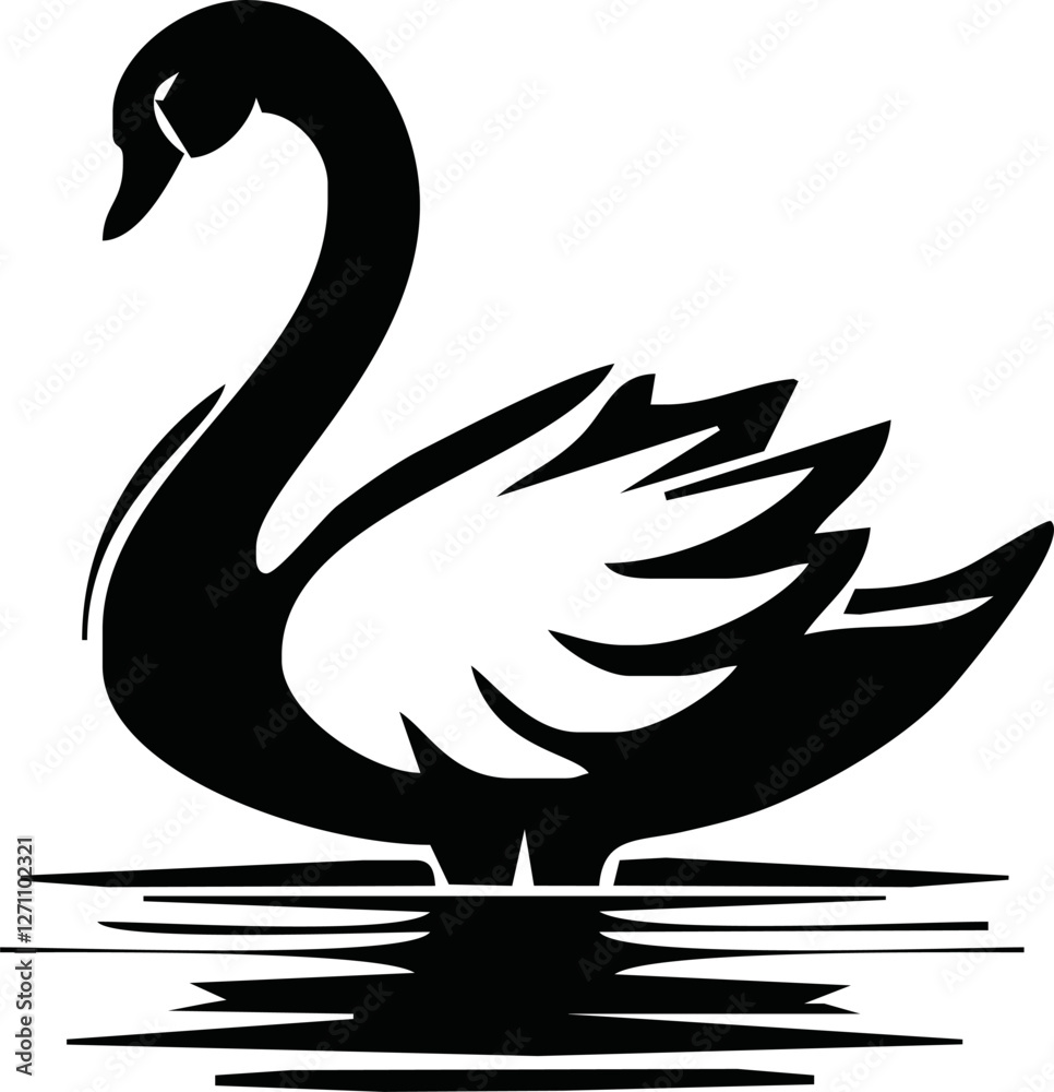 Fototapeta premium Swan vector flat icon. Isolated swan bird emoji illustration